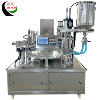 Machine d'étanchéité de remplissage de tasse de remplissage de tasse de yoghourt de type rotatif automatique de KIS-900-2